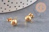 Clous puces oreille boule avec anneau acier 201 doré inoxydable 8mm, la paire (G11019)
