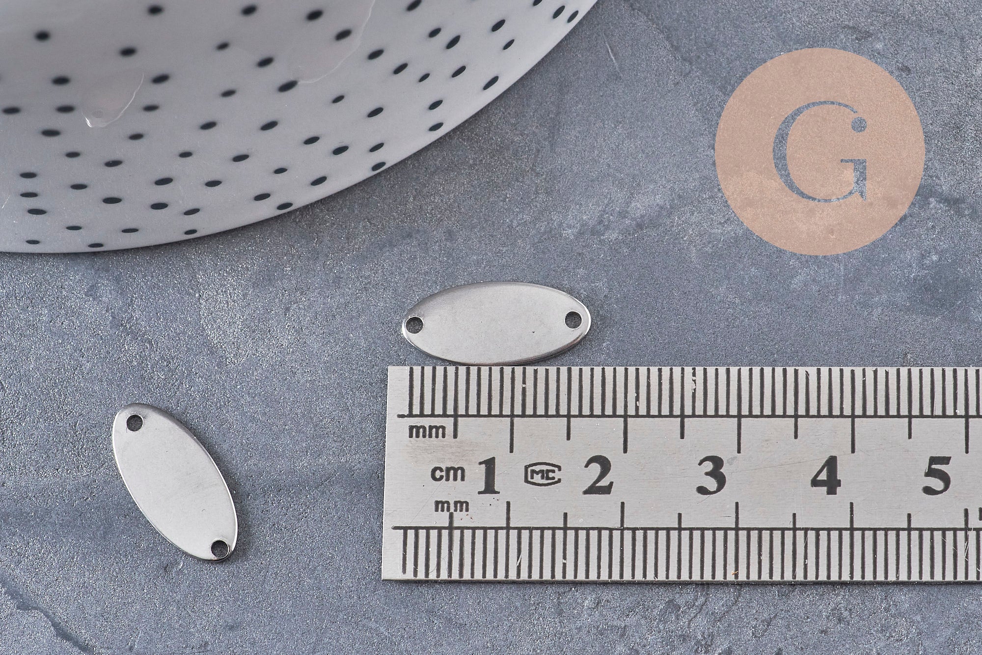 Pendentif connecteur ovale acier 201 inoxydable platine 17mm, x5 (G11022)
