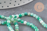 Perles Agate rayée naturelle vert facettées 4mm, x1 fil de 38cm (G11093)