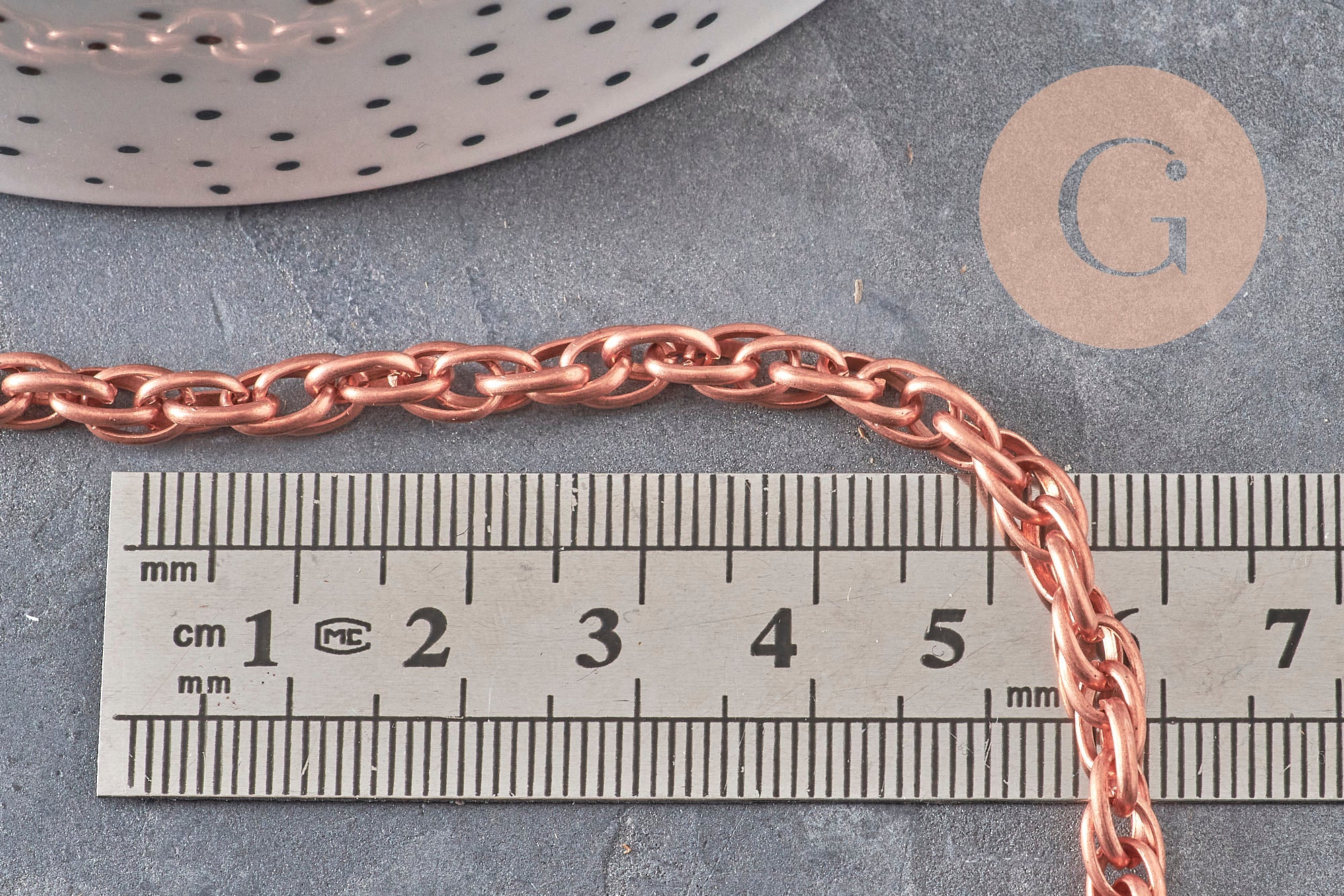 Chaine cuivre maille torsadée 7mm, x 1Mètre (G2390)