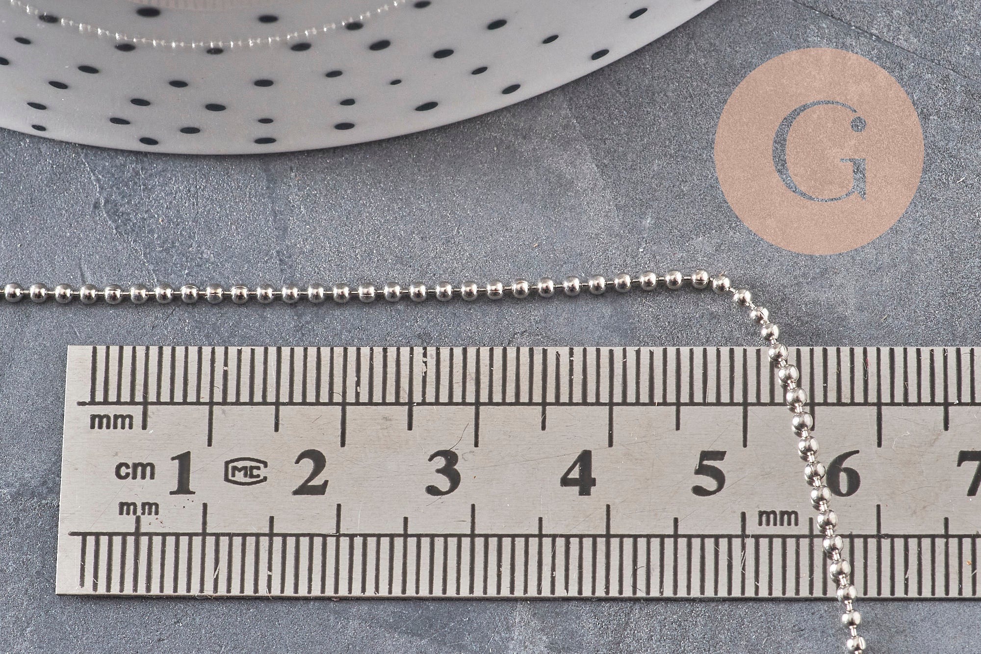 Chaine boule laiton platine facetté 1.5mm, x 5Mètres (G1665)