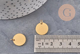Pendentif rond acier 304 inoxydable doré IP 14mm finition Miroir, x1 (G11143)