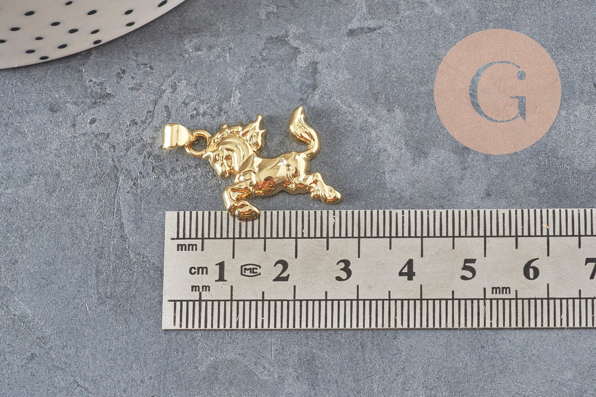 18k Gold Plated Prancing Horse Charm 22mm, x1 (G11255)