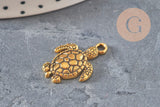 Dije tortuga zamac dorado 23mm, x5 VÁLIDO