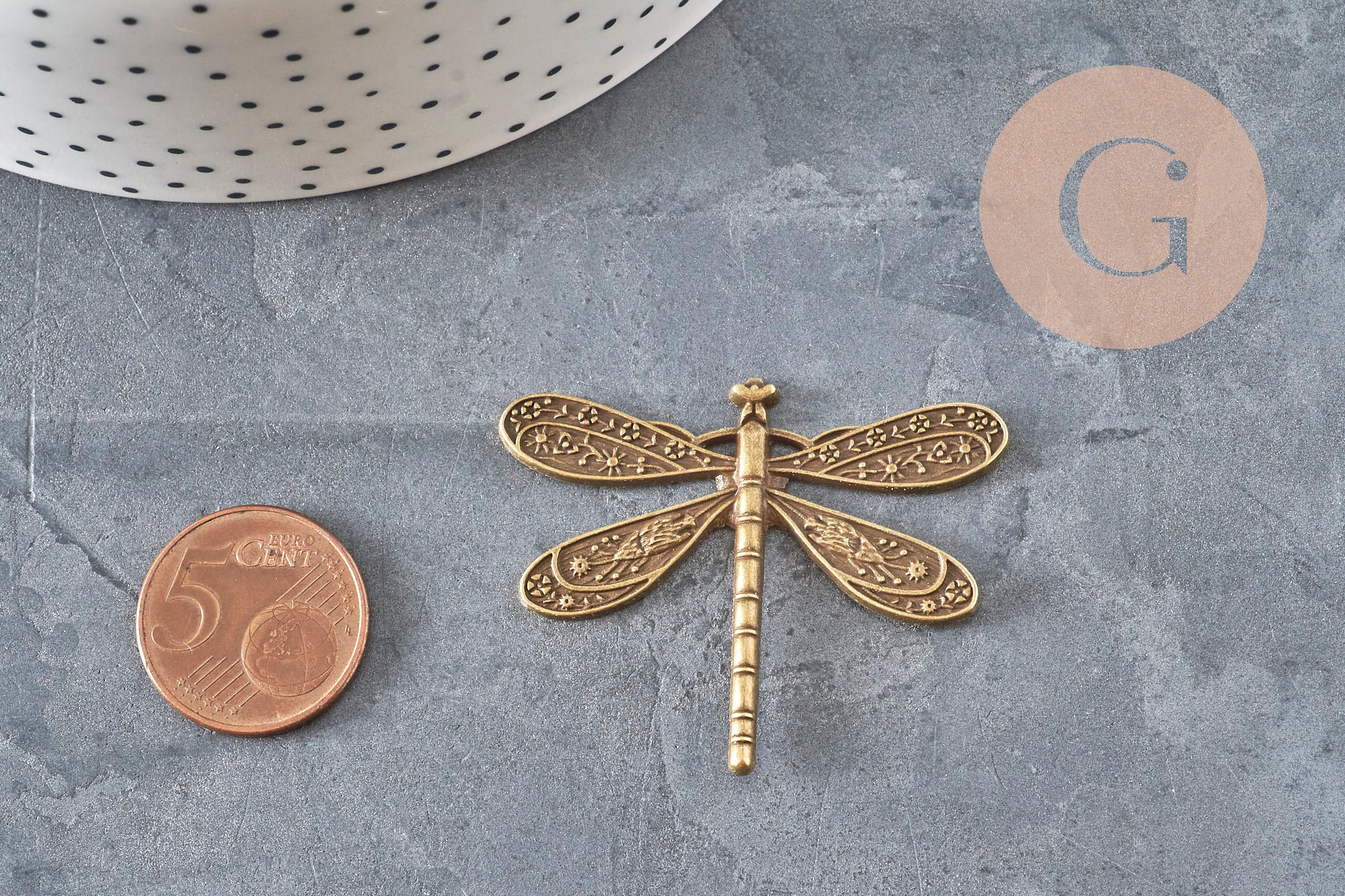 Colgante libélula zamak bronce 38mm, x2 VÁLIDO