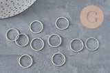 Round 304 Stainless Steel Connector Pendant, Platinum, 16mm, x10 (G11205)