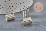 Round cord ends iron platinum to crimp 15mm, x10 (G11206)