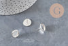 Earring studs, round cabochon setting, 12mm, 304 stainless steel, silver-plated, x10 (G11214)
