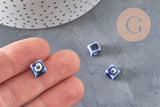 Royal Blue Ceramic Cube Beads 8mm, x5 (G11239)