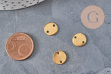 Pendentif connecteur médaille ronde acier 304 inoxydable doré IP 10mm, x5 (G11286)