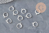 Stainless steel 304 sleeper earring findings, silver plated, 14.5mm, x10 (G11185)