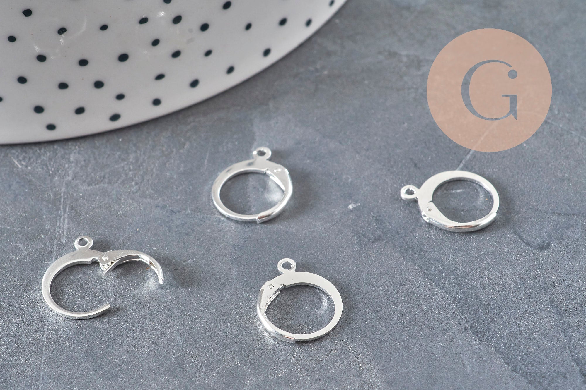 Stainless steel 304 sleeper earring findings, silver plated, 14.5mm, x10 (G11185)