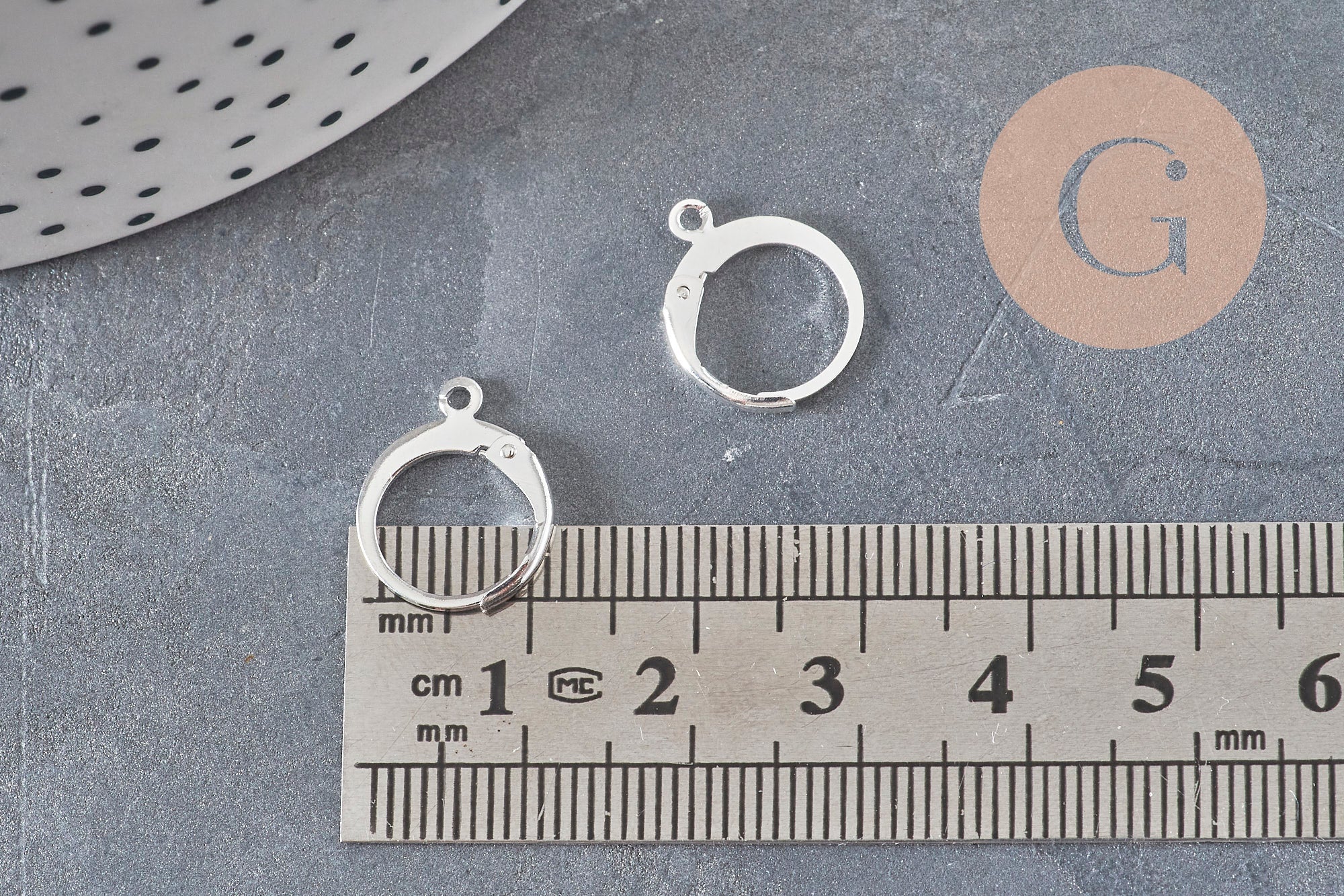 Stainless steel 304 sleeper earring findings, silver plated, 14.5mm, x10 (G11185)