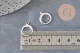 Stainless steel 304 sleeper earring findings, silver plated, 14.5mm, x10 (G11185)