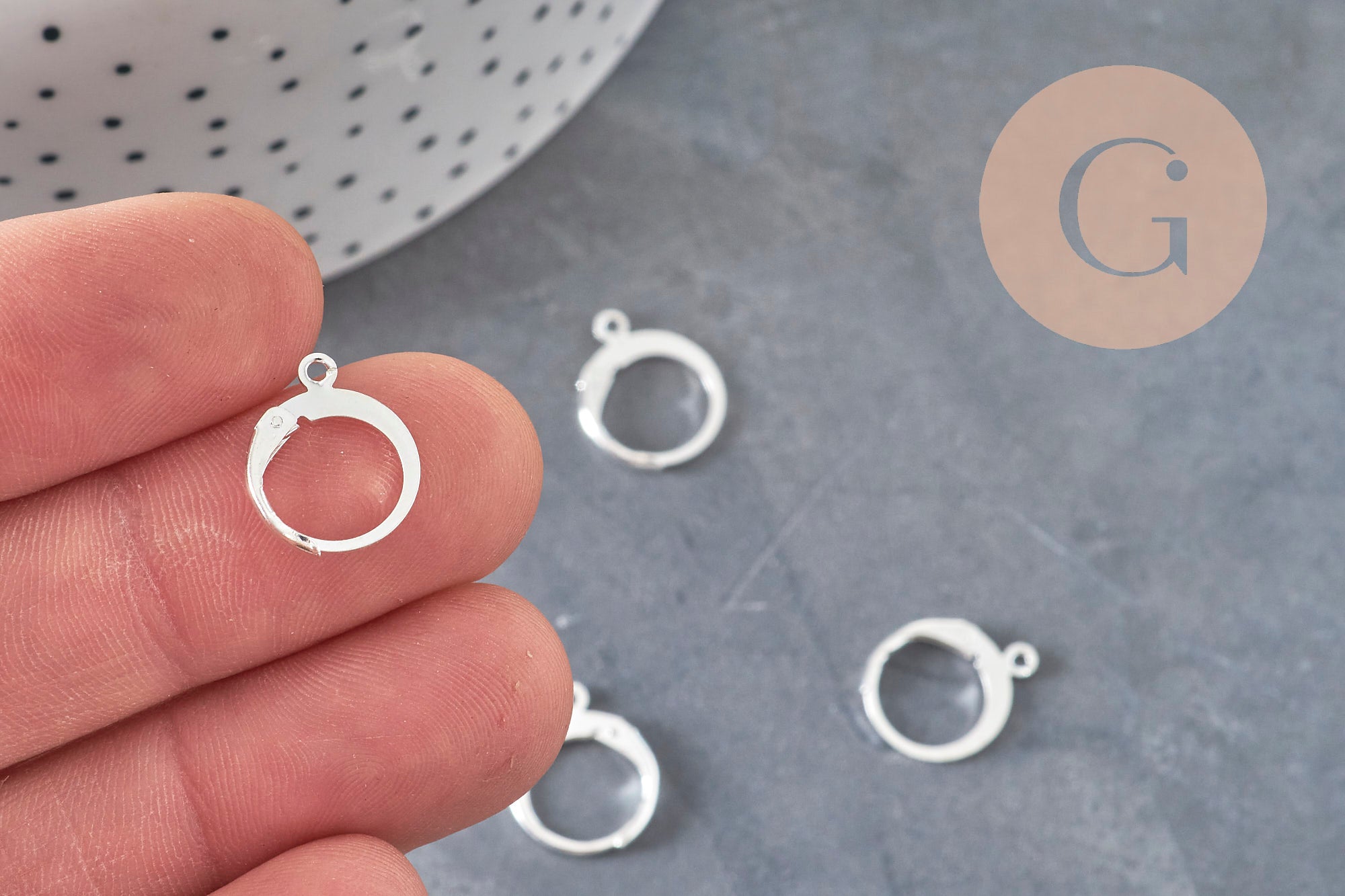 Stainless steel 304 sleeper earring findings, silver plated, 14.5mm, x10 (G11185)
