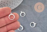 Stainless steel 304 sleeper earring findings, silver plated, 14.5mm, x10 (G11185)