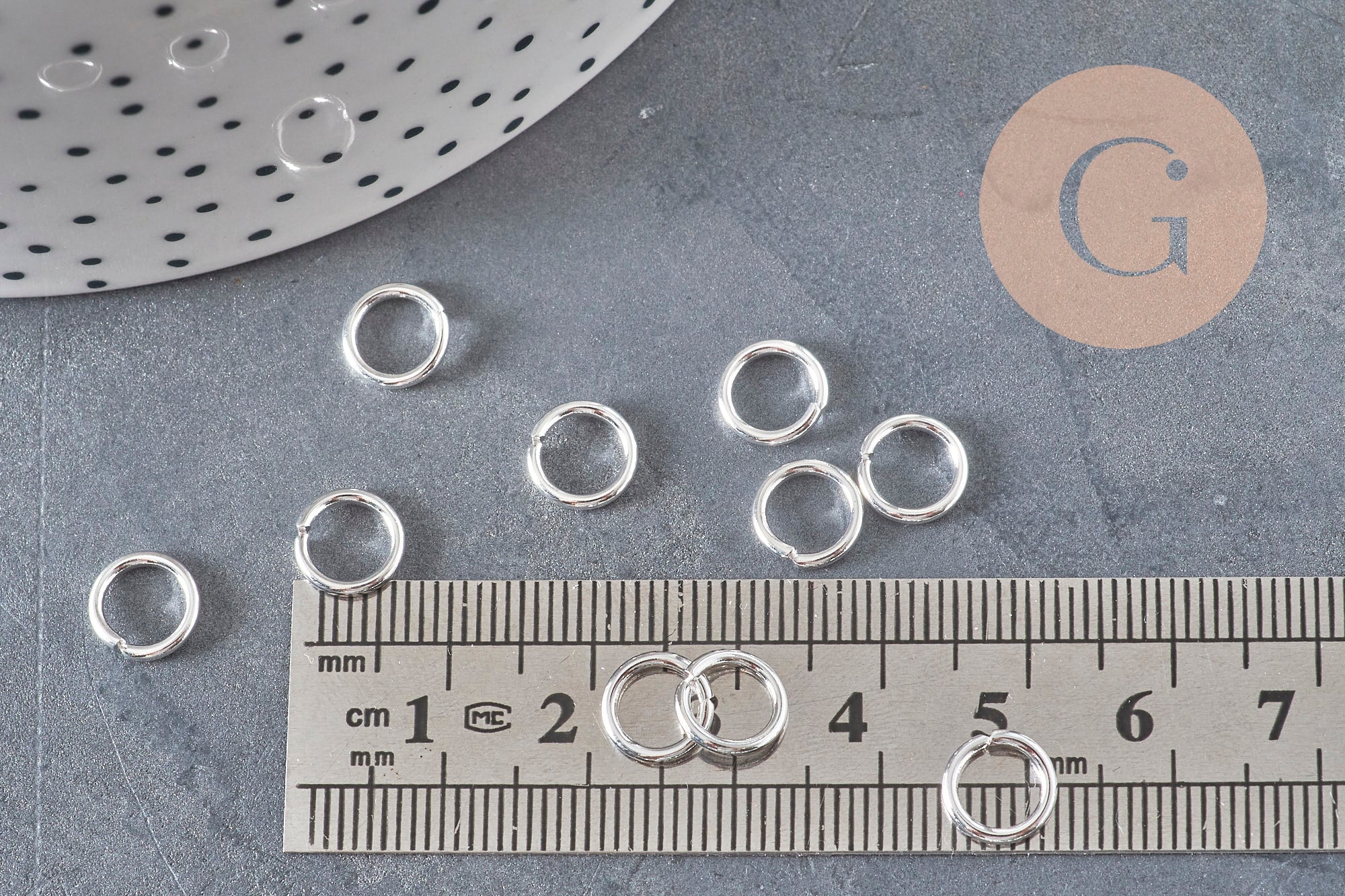 Silver round stainless steel jump rings 8mm-1.2mm, x50 (G11216)