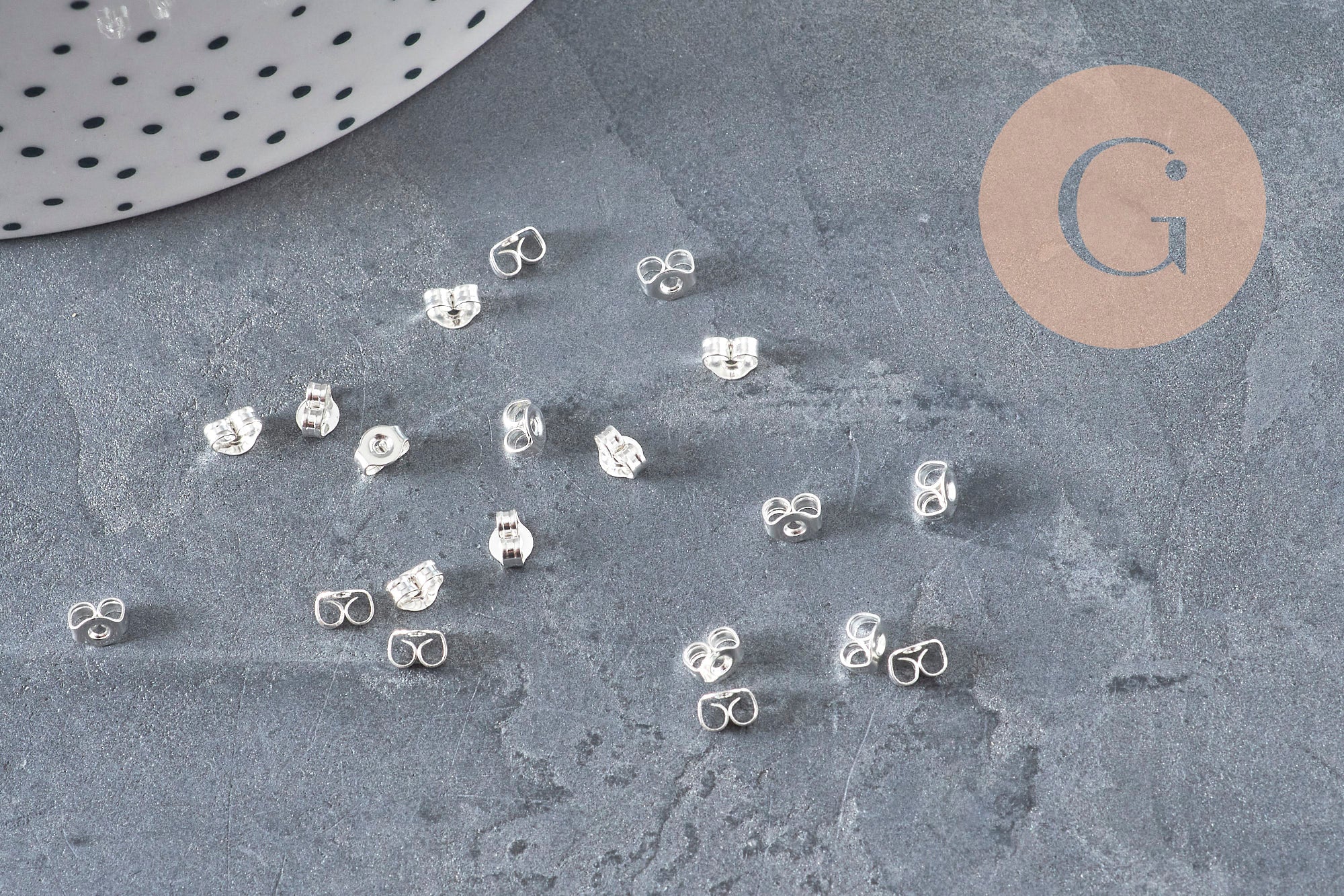 Stainless steel 304 silver-plated 4mm clasps for studs, x20 (G11171)