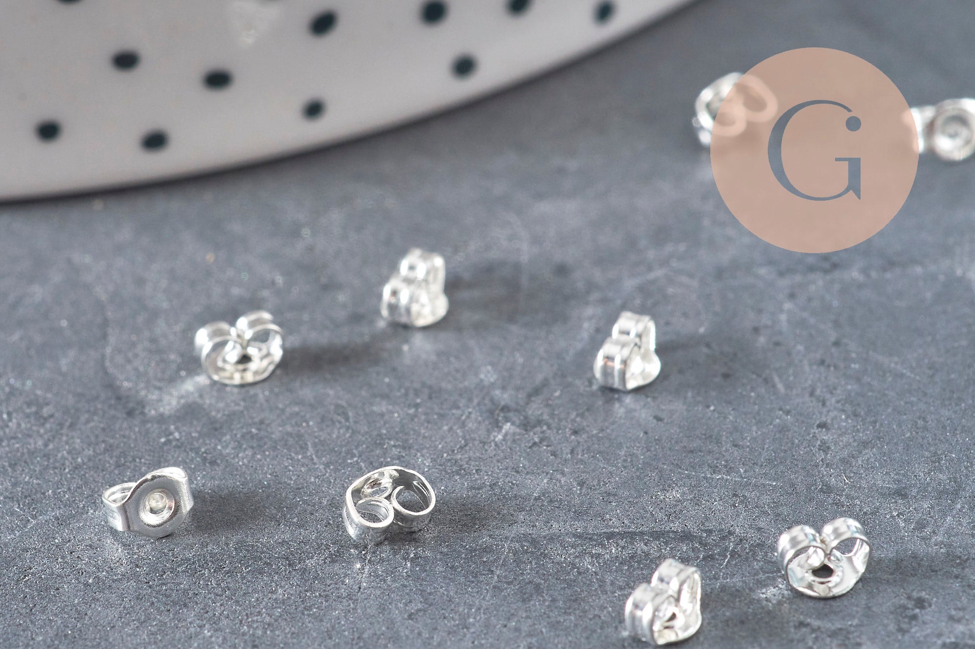 Stainless steel 304 silver-plated 4mm clasps for studs, x20 (G11171)