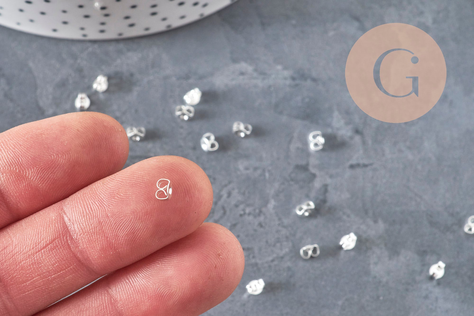 Stainless steel 304 silver-plated 4mm clasps for studs, x20 (G11171)