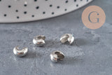 Crimp bead covers, 304 stainless steel, platinum, 8x7mm, x20 (G11177)