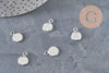 Round cabochon setting pendant, 201 stainless steel, silver-plated, 8mm, x1 (G11192)