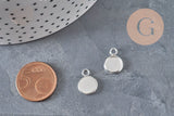 Round cabochon setting pendant, 201 stainless steel, silver-plated, 8mm, x1 (G11192)