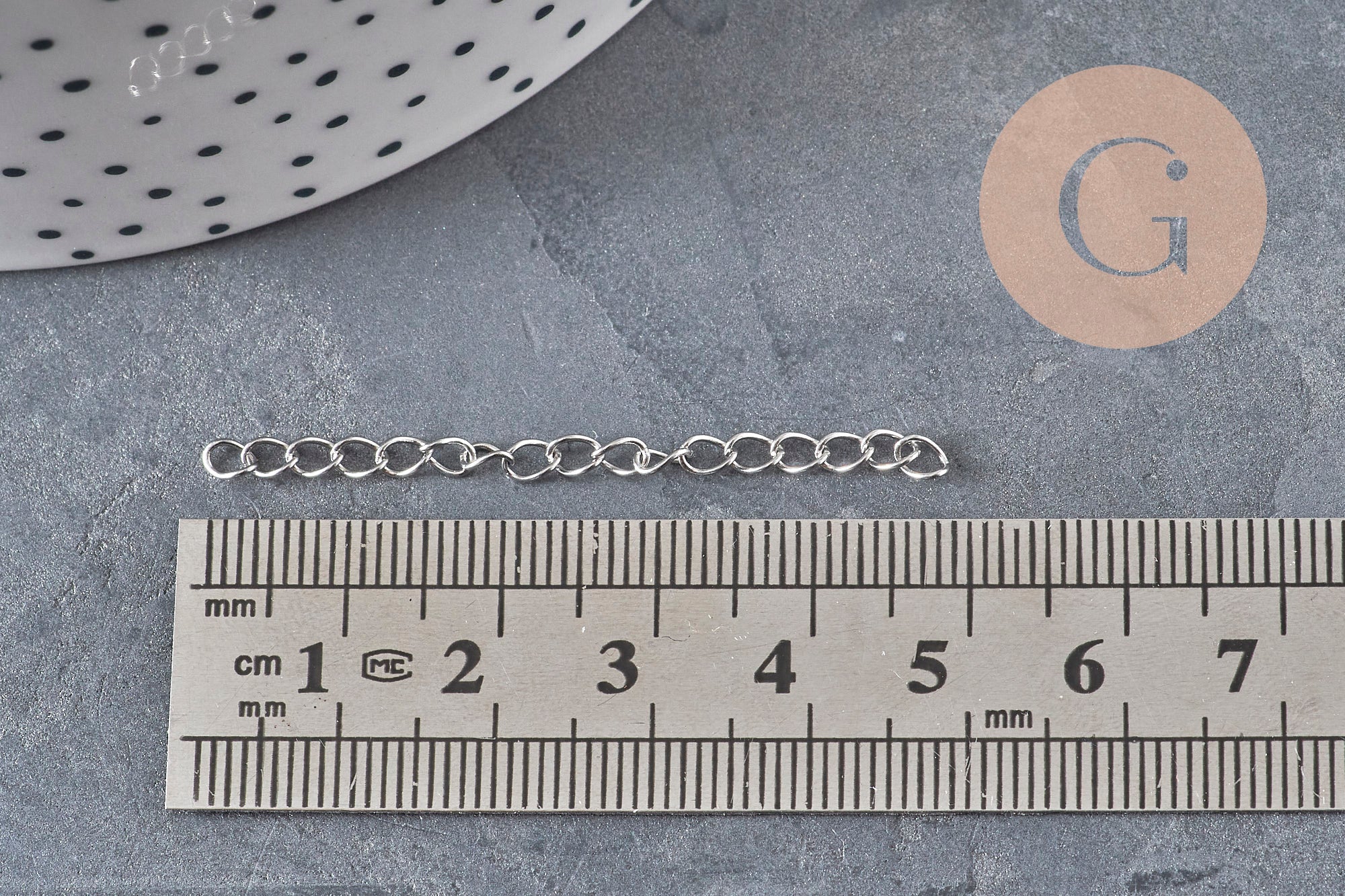 Stainless steel platinum extension chain 47-53mm, x5 VALID