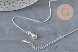 Silver-plated brass Venetian chain necklace 0.9mm/45cm, x1 (G11201)
