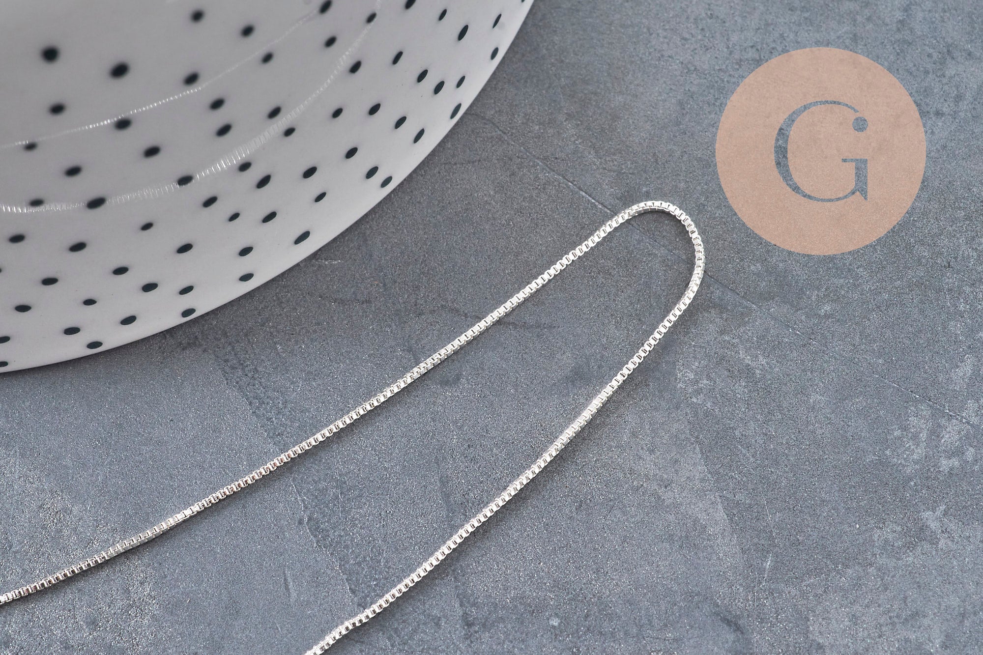 Silver-plated brass Venetian chain necklace 0.9mm/45cm, x1 (G11201)