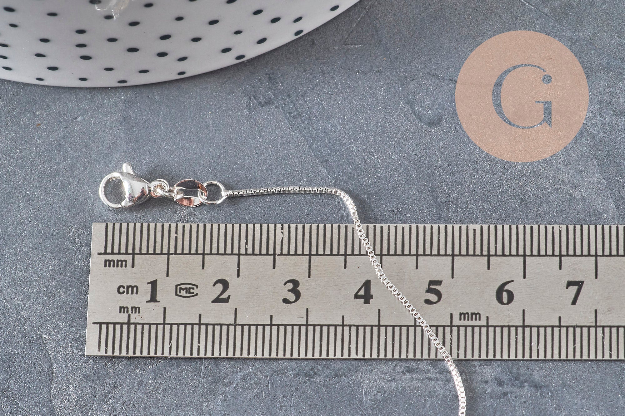 Silver-plated brass Venetian chain necklace 0.9mm/45cm, x1 (G11201)