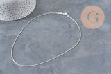 Silver-plated brass Venetian chain necklace 0.9mm/45cm, x1 (G11201)