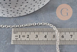 Stainless steel curb chain necklace, silver-plated, 4mm/45.5cm + extension, x1 (G11202)