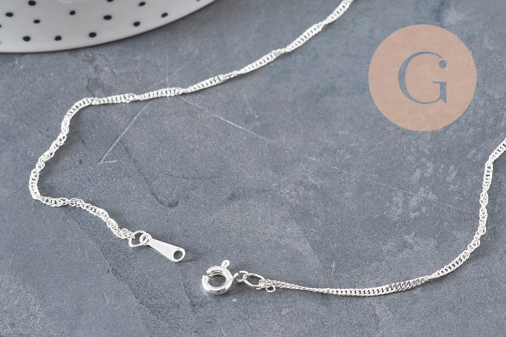 Singapore Chain Necklace, Stainless Steel, Silver-Plated, 2mm/43cm, x1 (G11203)