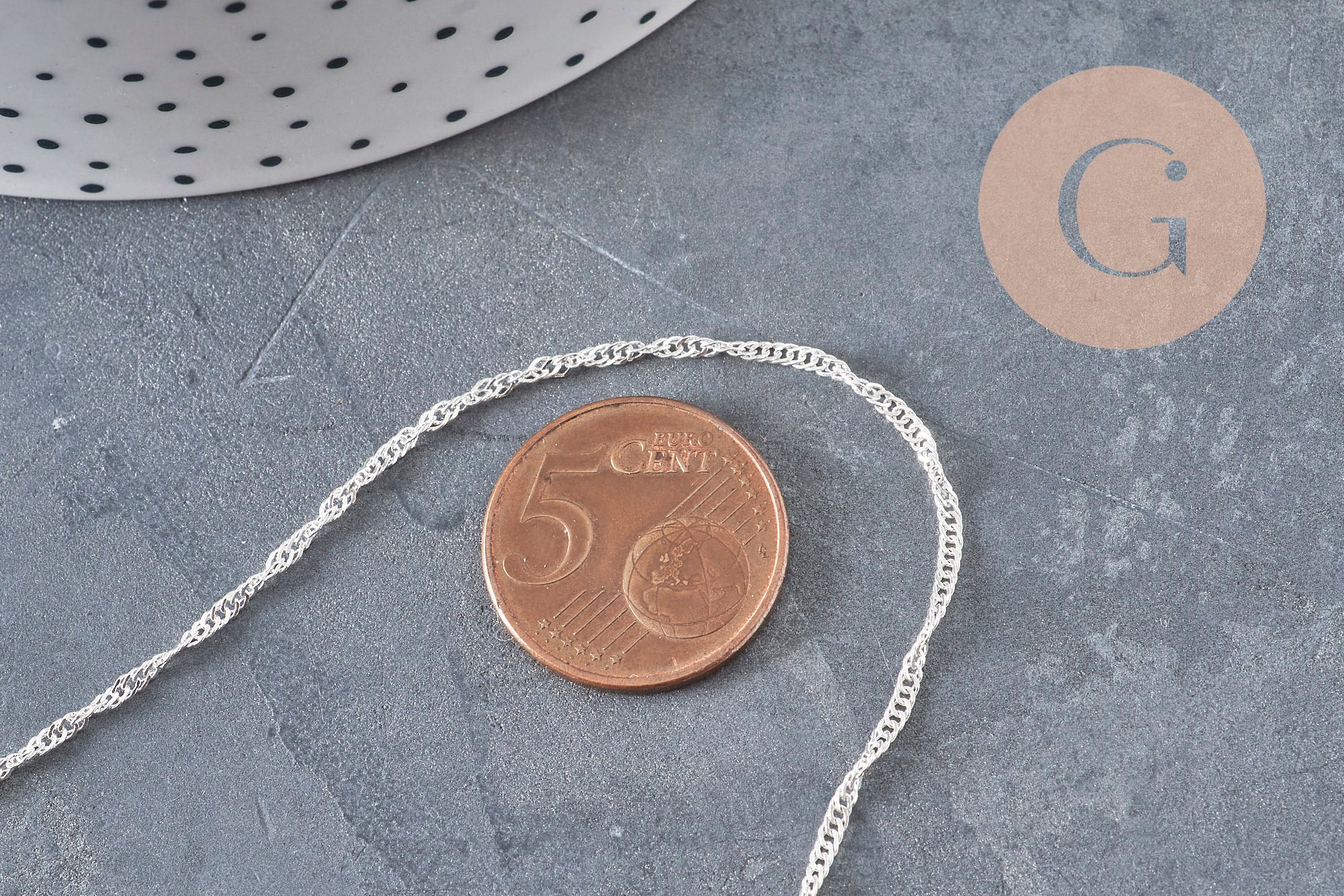 Singapore Chain Necklace, Stainless Steel, Silver-Plated, 2mm/43cm, x1 (G11203)