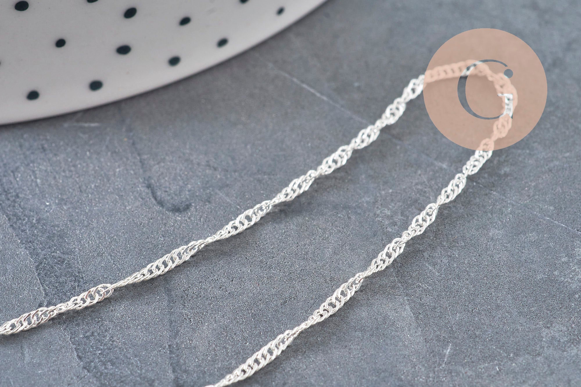 Singapore Chain Necklace, Stainless Steel, Silver-Plated, 2mm/43cm, x1 (G11203)