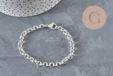 Pulsera de malla rolo de acero inoxidable 304 plateado de 6 mm, 19.1 cm, x1 VÁLIDO