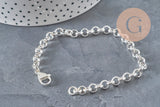 Pulsera de malla rolo de acero inoxidable 304 plateado de 6 mm, 19.1 cm, x1 VÁLIDO