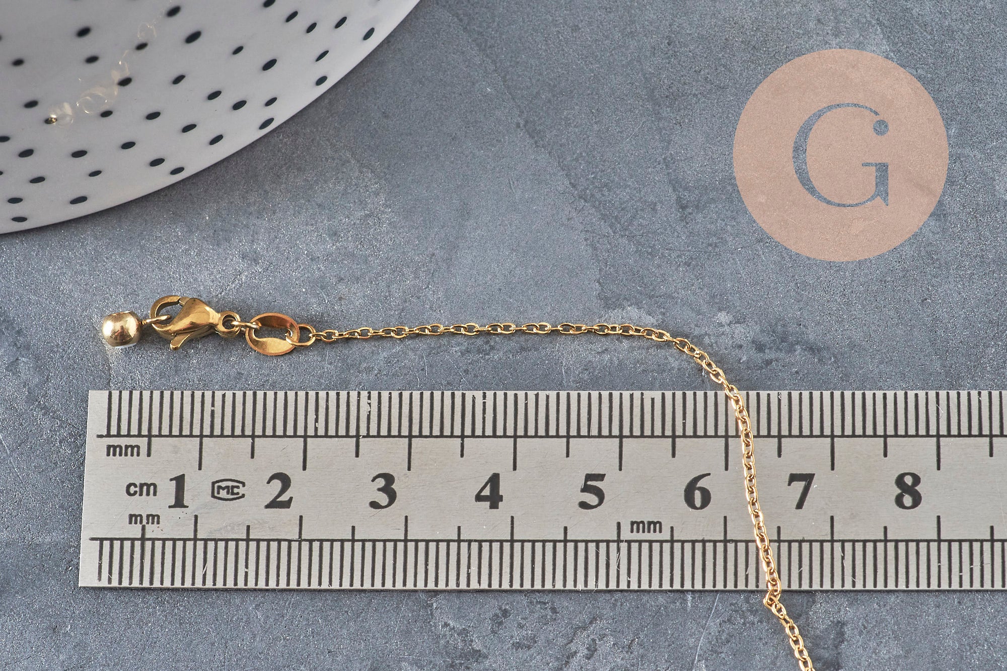 Cadena ajustable forzada de acero inoxidable 304 dorado IP de 2 mm/51 cm, x1 (G11257)