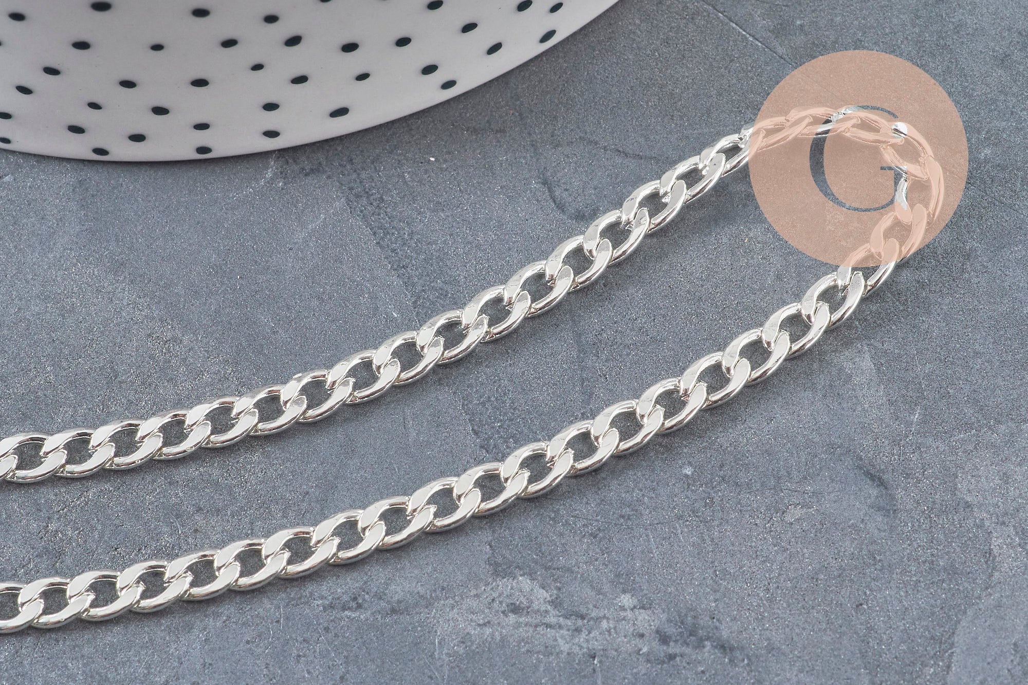 Chain flat curved link 304 stainless steel silver 7x4.5mm, x1 meter (G11199)
