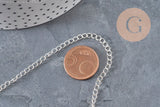 Cadena de eslabones curvos de acero inoxidable 304 plateado de 4x3mm, x1 metro VÁLIDO