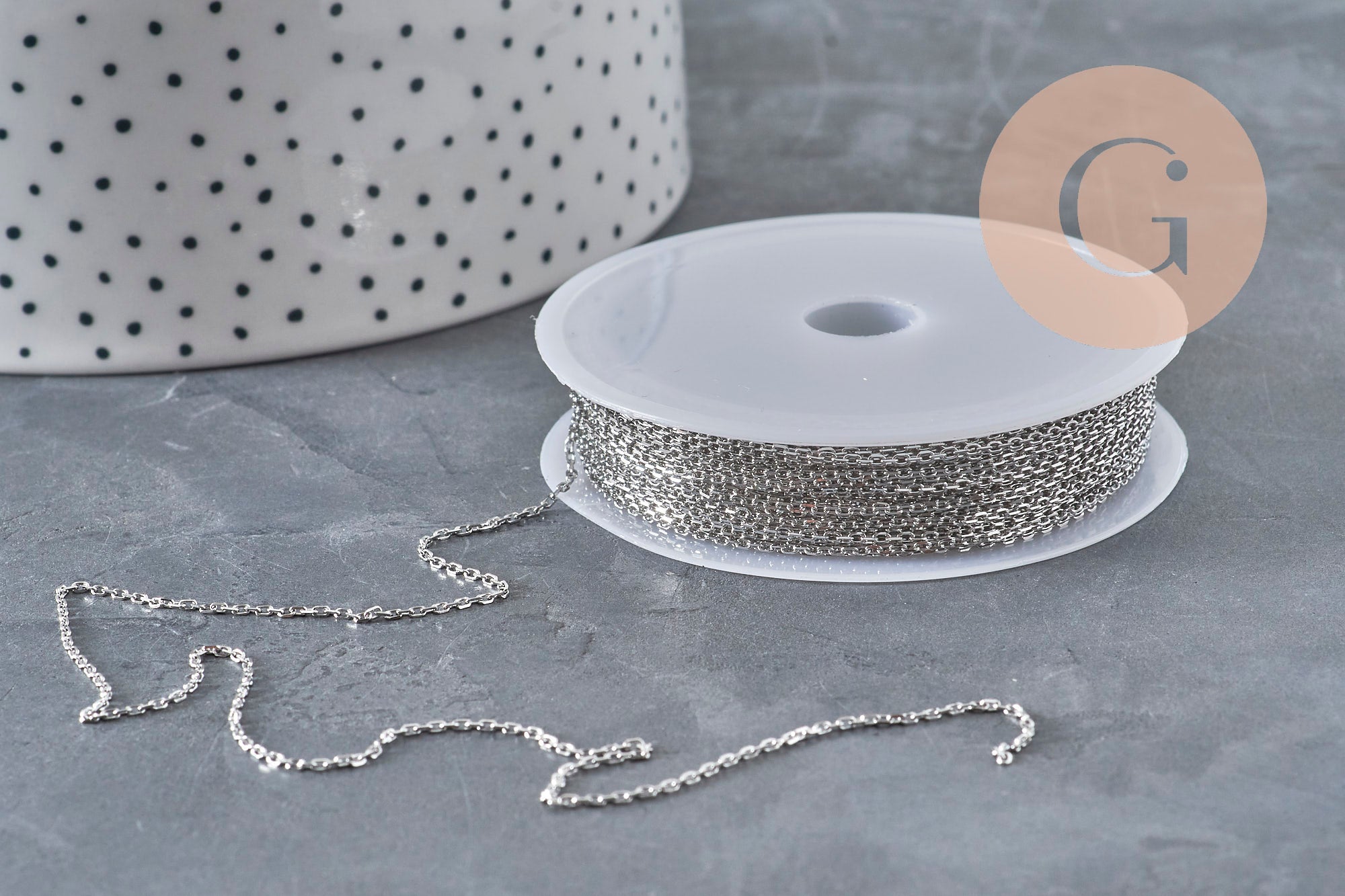 Platinum stainless steel flat cable chain 1.5mm, x1 meter (G11194)
