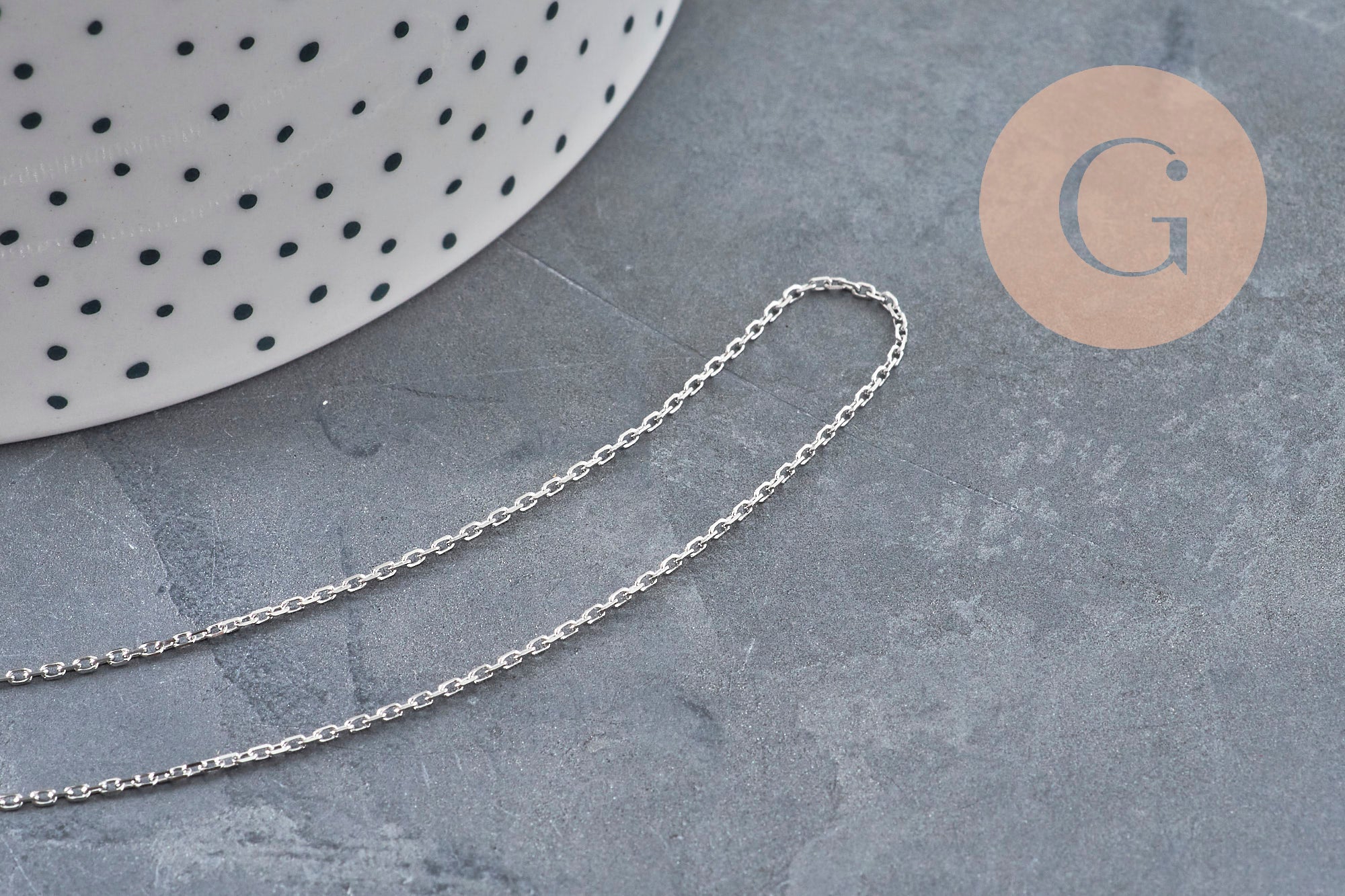 Platinum stainless steel flat cable chain 1.5mm, x1 meter (G11194)