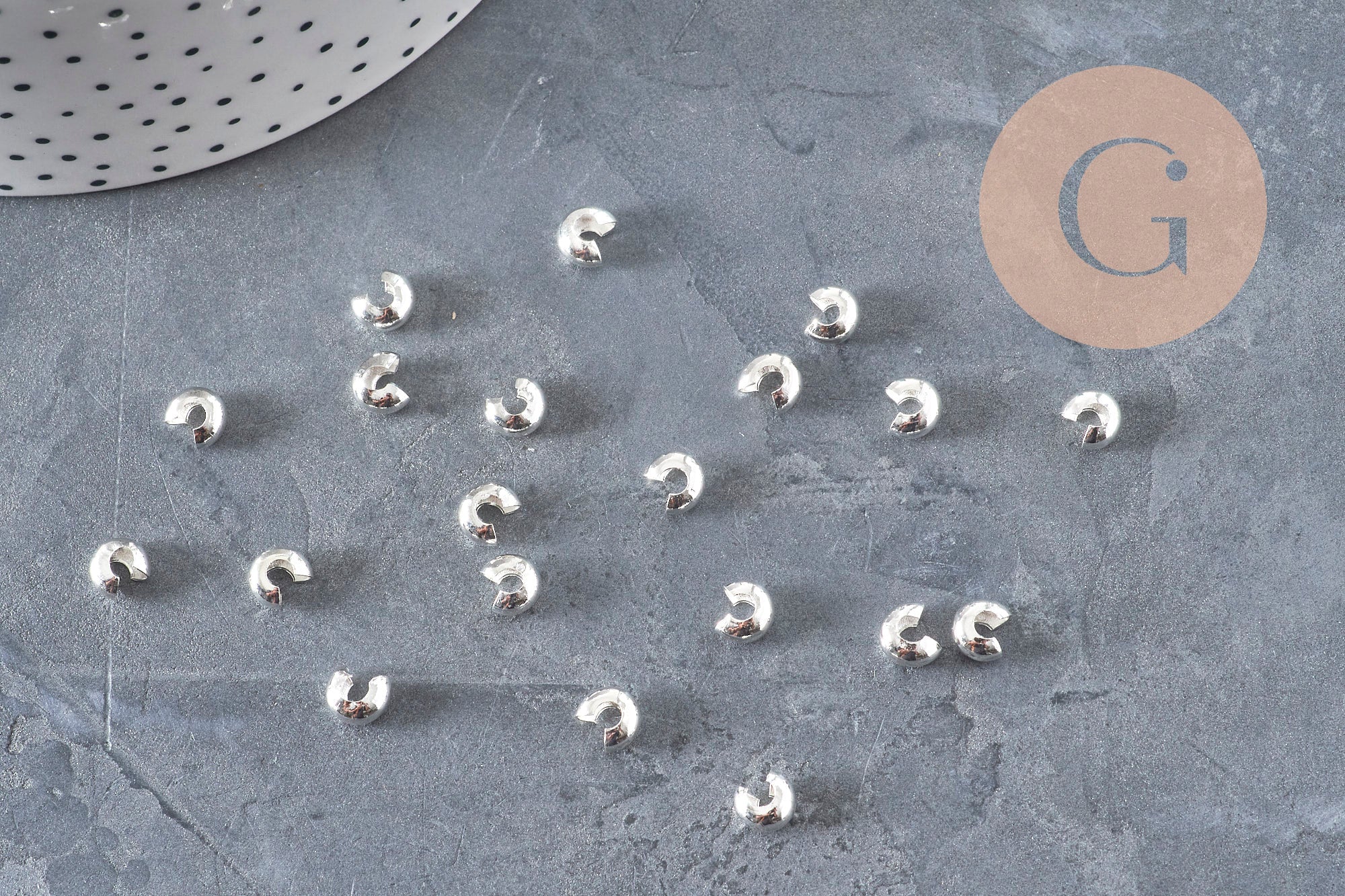 Smooth silver-plated brass crimp bead covers 4mm, x20 (G11179)
