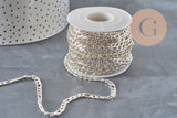 Stainless steel Figaro chain, 304, silver-plated, 9x4mm, x1 meter (G11197)