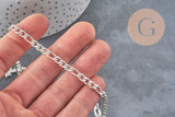 Stainless steel Figaro chain, 304, silver-plated, 9x4mm, x1 meter (G11197)