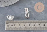 Clip-on earring findings, 304 stainless steel, silver-plated, 16mm, x10 (G11175)