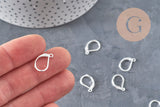 Stainless Steel Oval Leverback Earring Findings 316 Silver Plated 15mm, x10 (G11184)