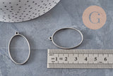 35mm Platinum Flat Oval Stainless Steel 304 Pendant, x1 (G11188)