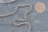Cadena curva acero inoxidable 304 platinada 6.5mm, x1 metro VÁLIDO